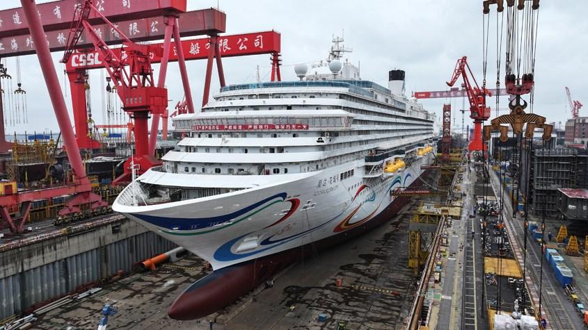 第二艘國產(chǎn)大型郵輪主體建造基本完成